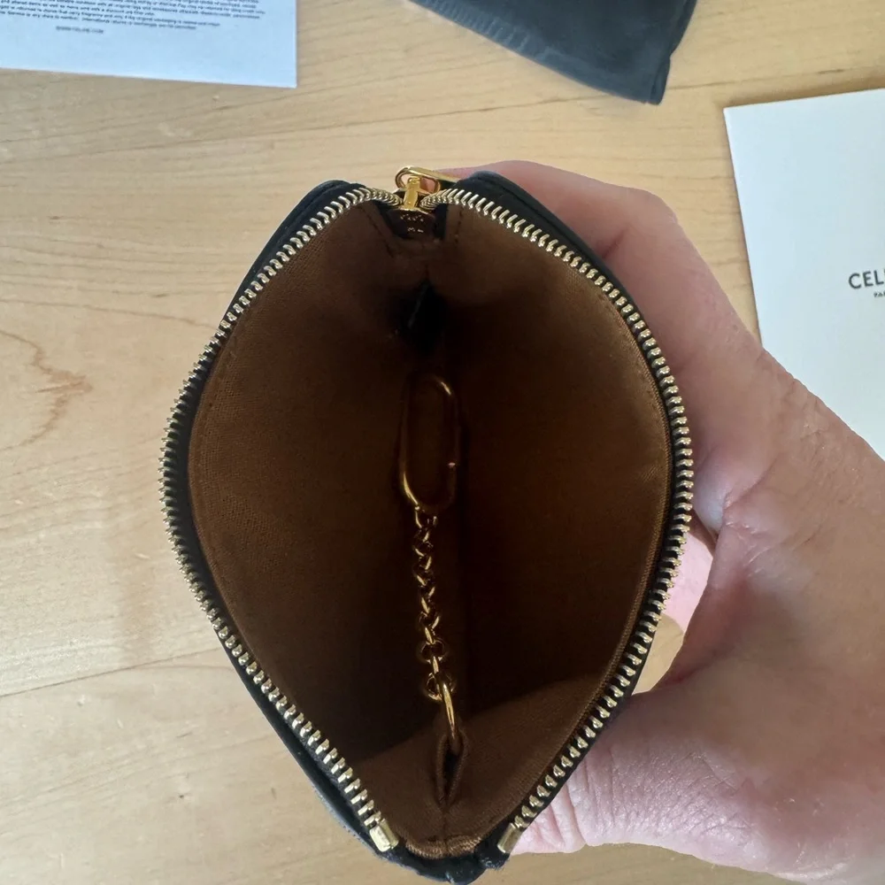 Celine Dark Brown Logo Pouch - Picture 4 of 4